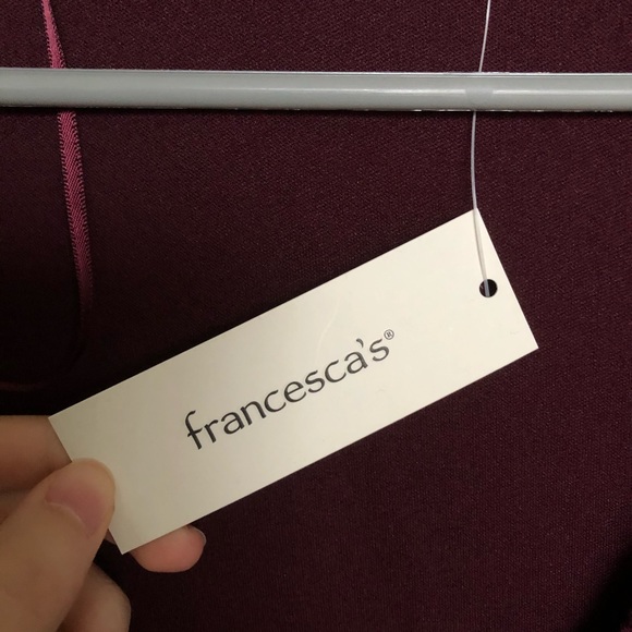 Francesca’s Burgundy Leopard Print Tie Dress - Picture 2 of 6